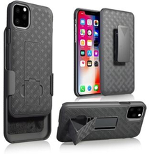 Flettet mønster PC-bælteclips Kickstand-telefonhus til iPhone 11 (2019)