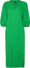 Dress Olivia V Neck Linen/Visc Dresses Summer Dresses Grønn Lindex*Betinget Tilbud