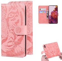 Wallet Stand Tiger Face Imprinting Læder Telefon Taske til Samsung Galaxy S21 Ultra 5G