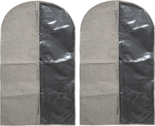 Set van 2x stuks kleding/beschermhoezen polyester/katoen grijs 100 cm inclusief kledinghangers