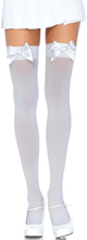 Nylon Thigh Highs With Bow White O/S Stay-ups