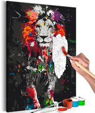DIY lærred maleri - Colourful Animals: Lion 40 x 60 cm