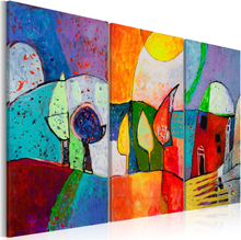 Håndmalet billede - Colourful landscape 120 x 80 cm