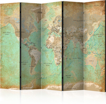 Skærmvæg - Turquoise World Map 225 x 172 cm