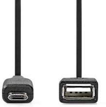 Nedis USB Mikro-B Adapter | USB 2.0 | USB Micro-B Hane | USB-A Hona | 480 Mbps | 0.20 m | Rund | Nickelplaterad | PVC | Svart | Låda