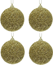 4x Gouden glitter kralen kerstballen 8 cm kunststof