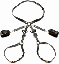 Bondage Thigh Harness With Bows XL/XXL Hånd- og lårjern set