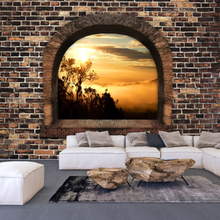 Selvklæbende fototapet - Stony Window: Morning Mist - 98 x 70 cm