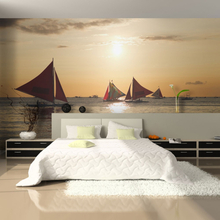 Fototapet - sailing boats - sunset - 200 x 154 cm