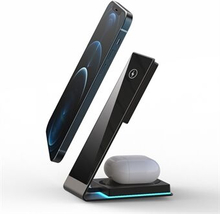 Y22 2 in 1 Magnetic Qi Wireless Charger Stand Quick Charge Dock Station for Mobile Phone/Earphones