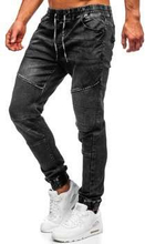 Czarne spodnie jeansowe joggery męskie Denley R31001W0