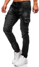Czarne jeansowe bojówki spodnie męskie slim fit Denley R61033W0
