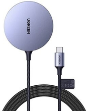 UGREEN 30233 Bærbar magnetisk trådløs oplader med 1,5 m USB C-kabel Qi Fast Trådløs Ladestation til