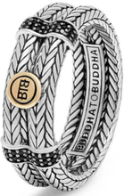 Buddha to Buddha 842 Ring Ellen Double Limited zilver-goud-spinel zwart