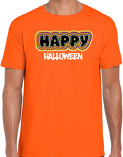 Halloween verkleed t-shirt heren - Happy Halloween - oranje - themafeest outfit