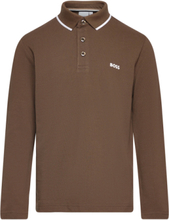 Long Sleeve Polo T-shirts Polo Shirts Long-sleeved Polo Shirts Brun BOSS*Betinget Tilbud