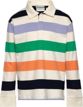 Striped Polo Longsleeve T-shirts Polo Shirts Long-sleeved Polo Shirts Multi/mønstret Tom Tailor*Betinget Tilbud