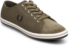 Kingston Heavy Canvas/Suede Low-top Sneakers Khaki Green Fred Perry