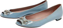 Pre -owned Patent Leather Horsebit Peep Toe Ballet Flats