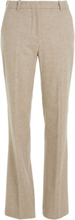 Flannel Wool Slim Straight Pants Bottoms Trousers Straight Leg Beige Calvin Klein