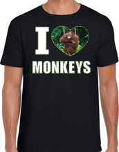 I love monkeys foto shirt zwart voor heren - cadeau t-shirt Orang Oetan apen liefhebber