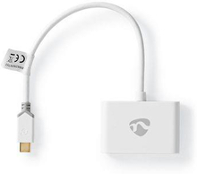 Nedis USB Multi-Port Adapter | USB 3.1 Gen1 | USB-C- Hane | 2x USB-A | 1000 Mbps | 0.20 m | Rund | Guldplaterad | PVC | Vit | Kartong med fönster
