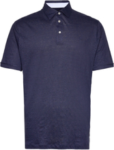 Linen Jersey Polo Polos Short-sleeved Marineblå Hackett London*Betinget Tilbud
