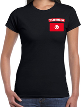 Tunisia / Tunesie landen shirt met vlag zwart voor dames - borst bedrukking