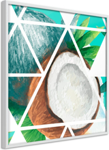 Plakat - Tropical Mosaic with Coconut (Square) - 20 x 20 cm - Hvid ramme