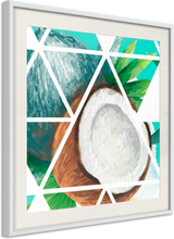 Plakat - Tropical Mosaic with Coconut (Square) - 20 x 20 cm - Hvid ramme med passepartout