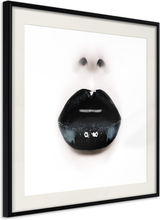 Plakat - Black Lipstick (Square) - 20 x 20 cm - Sort ramme med passepartout