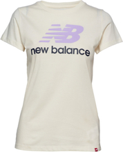 Essentials Stacked Logo Tee T-shirts & Tops Short-sleeved Creme New Balance*Betinget Tilbud