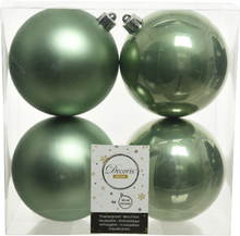 20x Salie groene kerstballen 10 cm kunststof mat/glans