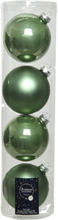 4x Salie groene glazen kerstballen 10 cm glans en mat