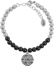 CO88 Collection 8CB-14016 - Armband met bedel - staal 6 mm - CO88 logo - lengte 17 + 5 cm - zwart / zilverkleurig
