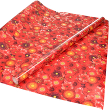 1x Inpakpapier/cadeaupapier rode bloemen print 200 x 70 cm rol