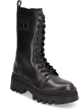 Tjw Fashion Lace Up Shoes Boots Ankle Boots Laced Boots Black Tommy Hilfiger
