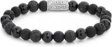 Rebel and Rose RR-80041-S Rekarmband Beads Black Rocks zilverkleurig-zwart 8 mm M 17,5 cm