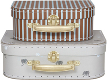 Mini Suitcase Elephant & Stripe - Set Of 2 Home Kids Decor Storage Storage Boxes Multi/patterned OYOY MINI