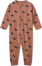 Birk Printed Pyjamas Jumpsuit Pyjamas Sie Jumpsuit Brun Liewood*Betinget Tilbud