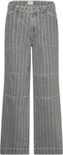 Grey Stripe Denim Krauer Jeans Bottoms Trousers Wide Leg Grey Mads Nørgaard