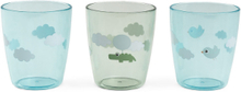 Yummy Mini Glass 3 Pcs Happy Clouds Green Home Meal Time Cups & Mugs Blå D By Deer*Betinget Tilbud