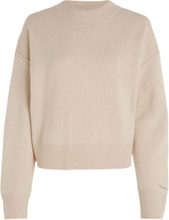 Cashmere Blend Crewneck Sweater Pullover Beige Calvin Klein*Betinget Tilbud