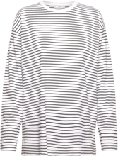 Striped Over D T-Shirt Tops T-shirts & Tops Long-sleeved White Mango