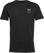 Owl Chest Tee - Gots/Vegan T-shirts Short-sleeved Svart Knowledge Cotton Apparel*Betinget Tilbud