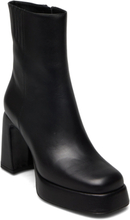 New Plateau Bootie Square Shoes Boots Ankle Boots Ankle Boots With Heel Black Apair