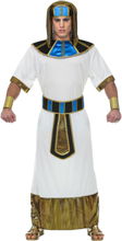 Hvitt Farao Kostyme med Belte, Krave og Hodeplagg - Strl M/L