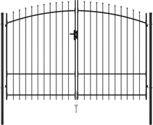 vidaXL Hageport med dobbel dør og spisser stål 3x1,75 cm svart