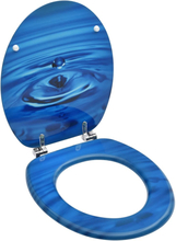 vidaXL Tavoletta WC con Coperchio MDF Blu Design Goccia d'Acqua