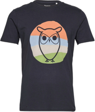 Alder Colored Owl Tee - Gots/Vegan Tops T-Kortærmet Skjorte Blue Knowledge Cotton Apparel